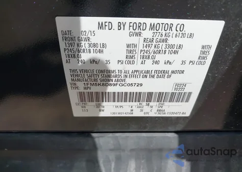 2015 Ford Explorer Xlt z USA, uszkodzony, nr VIN 1FM5K8D89FGC05729